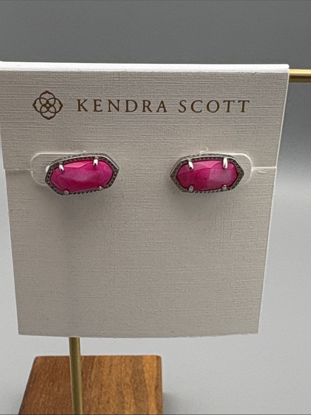 Kendra Scott Bright Pink Elle Stud Earrings in Silver